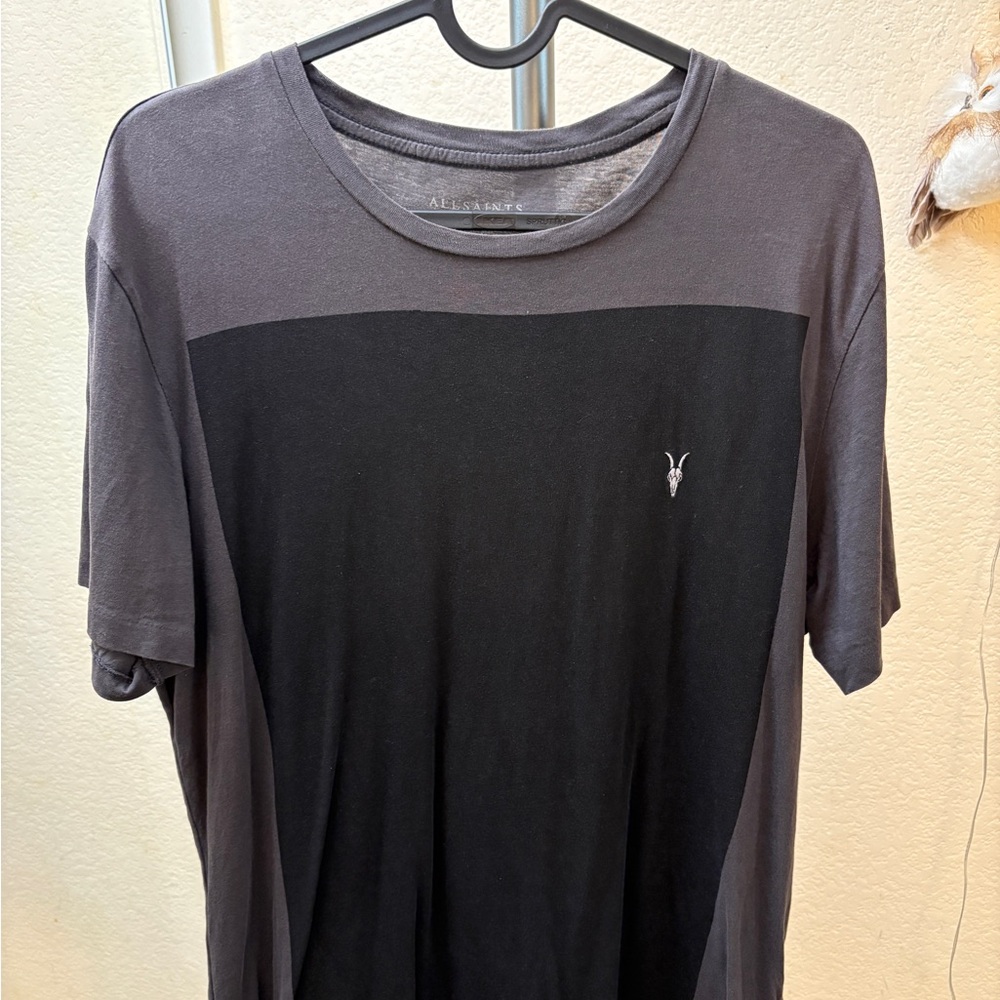 All Saints Black and Gray Short Sleeve Tee